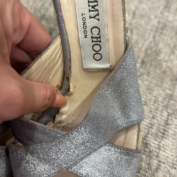 Jimmy Choo Silver shimmer Wedge Espadrille size 35.5 - Picture 4 of 7
